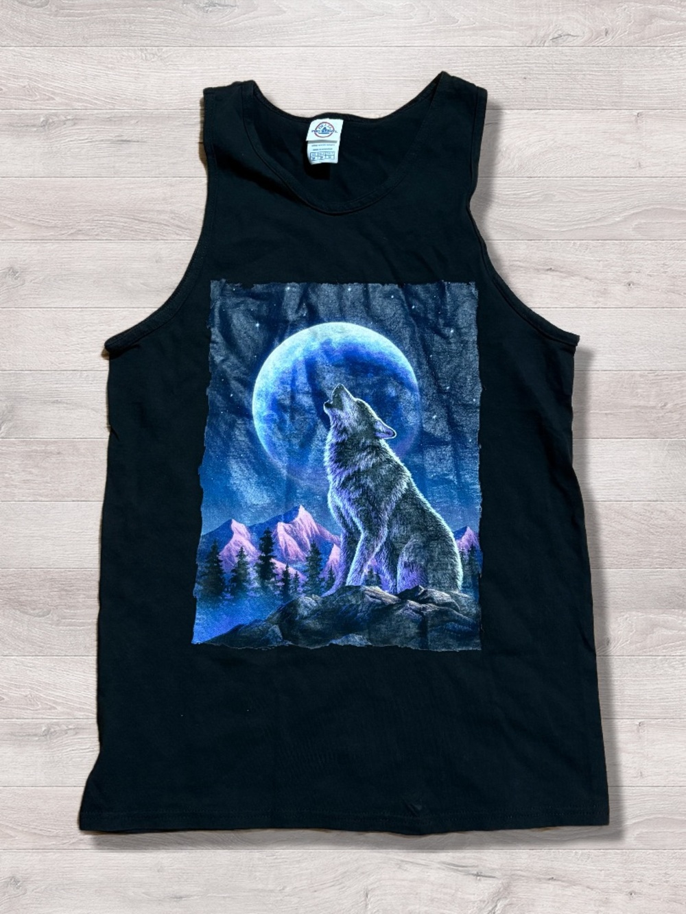 Vintage 90s Delta Wolf Moon Alpha Tank Top Men’s Medium Graphic Print